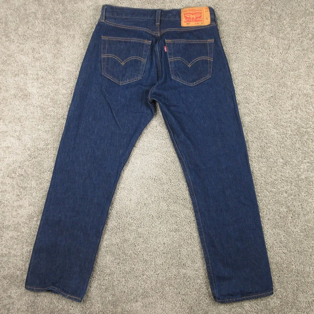 Levis Jeans Mens 32x30 Blue 501 Button Fly Original Straight Dark Denim Pants